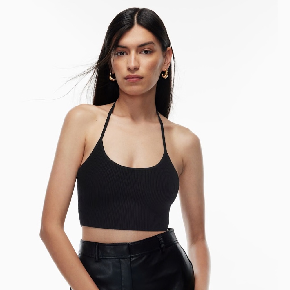 Babaton black fuller sculpt knit halter top